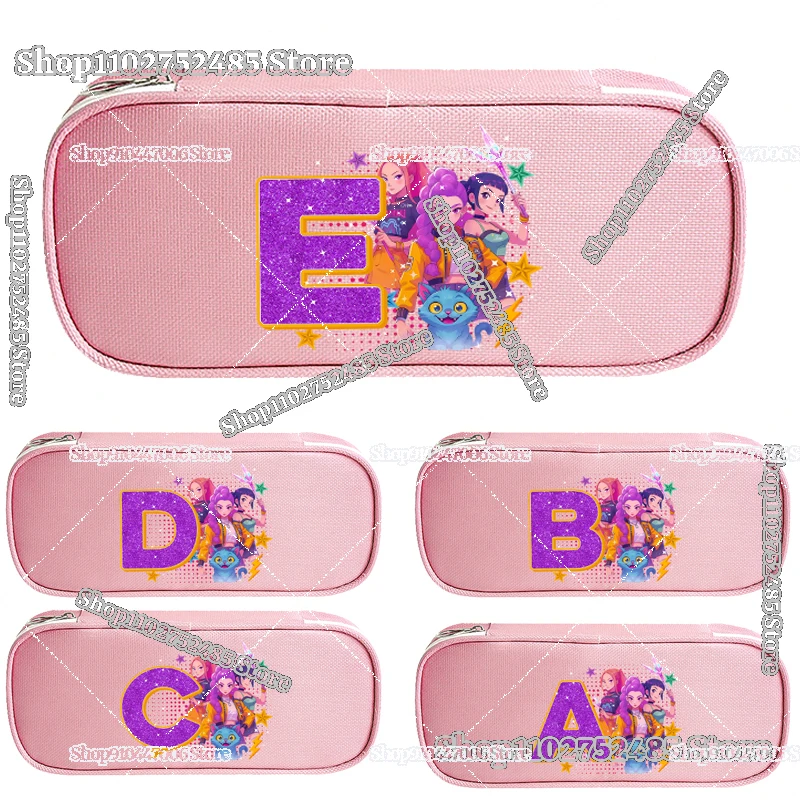 

Мультяшный пенал K-pop Demon Huntersd с буквами A-Z, вместительный пенал-косметичка для школьников, для хранения канцелярских принадлежностей