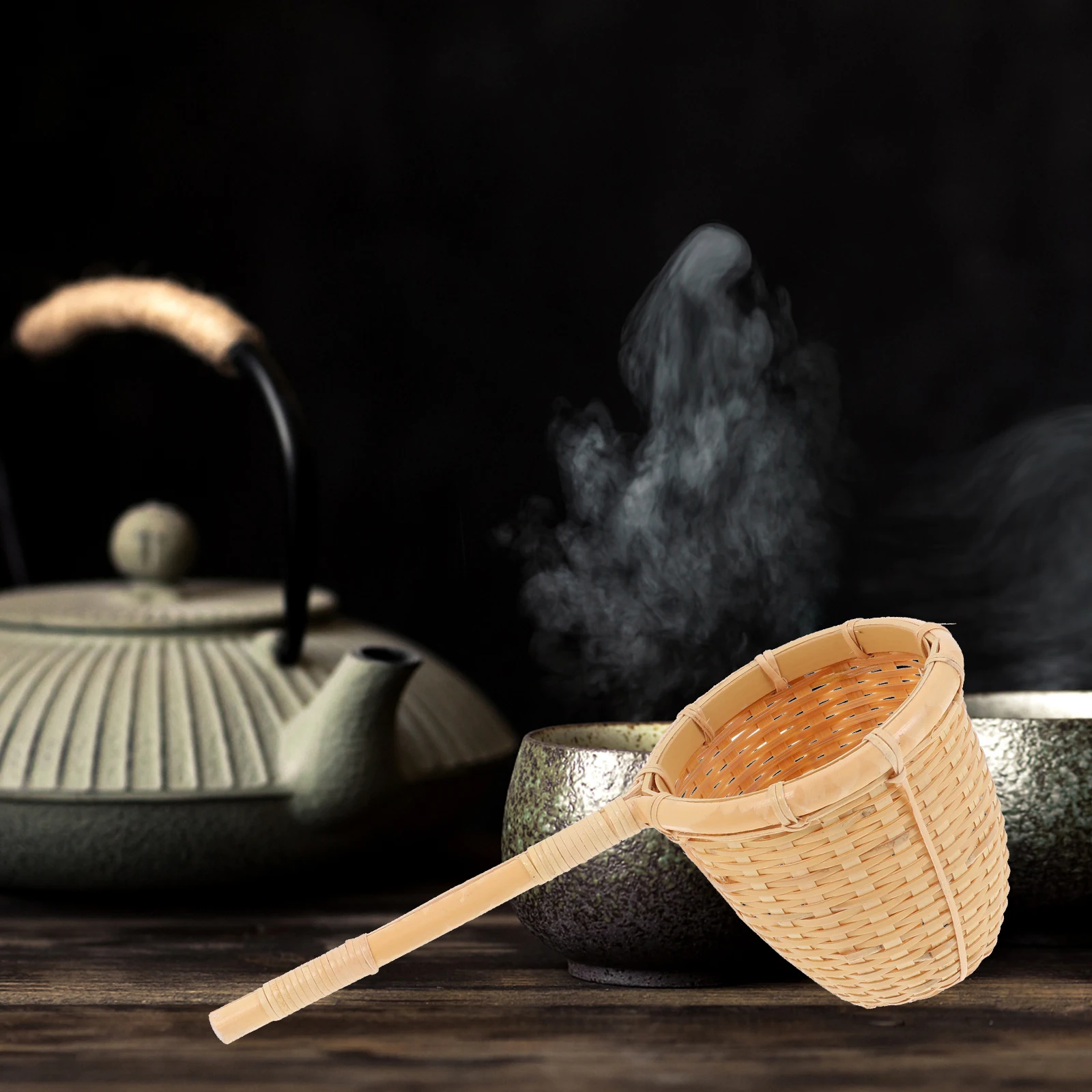 

1pc Bamboo Filter Premium Fine Mesh Strainer For Teapot Cup Mug Heat Resistant Handle Chinese Kung Fu Accessory