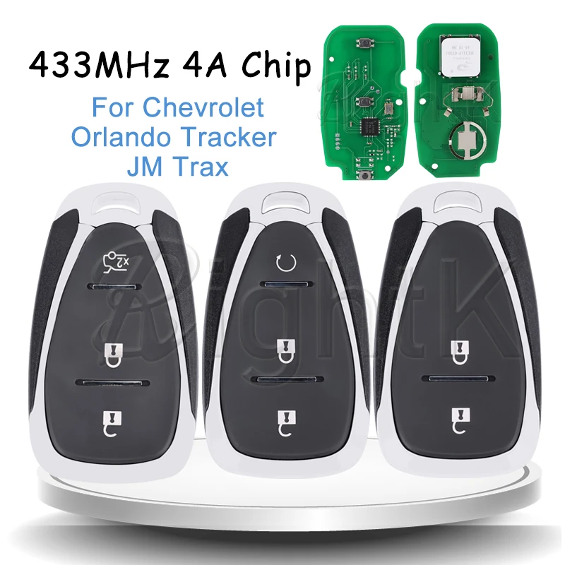 

Car Remote Control Key for Chevrolet Orlando JM Trax Tracker 4A Chip 433.92MHz Original Keyless Proximity Smart Key Card 2/3Bts