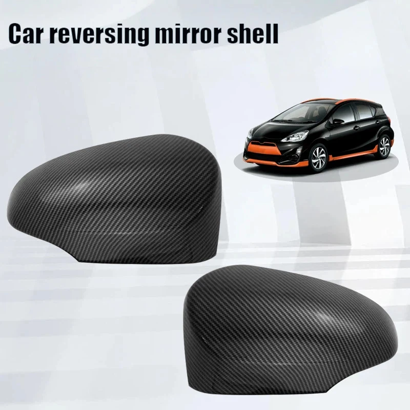 For 12-21 Toyota Prius C Aqua Axio Carbon Fiber Pattern Reversing Mirror Cover Replacement