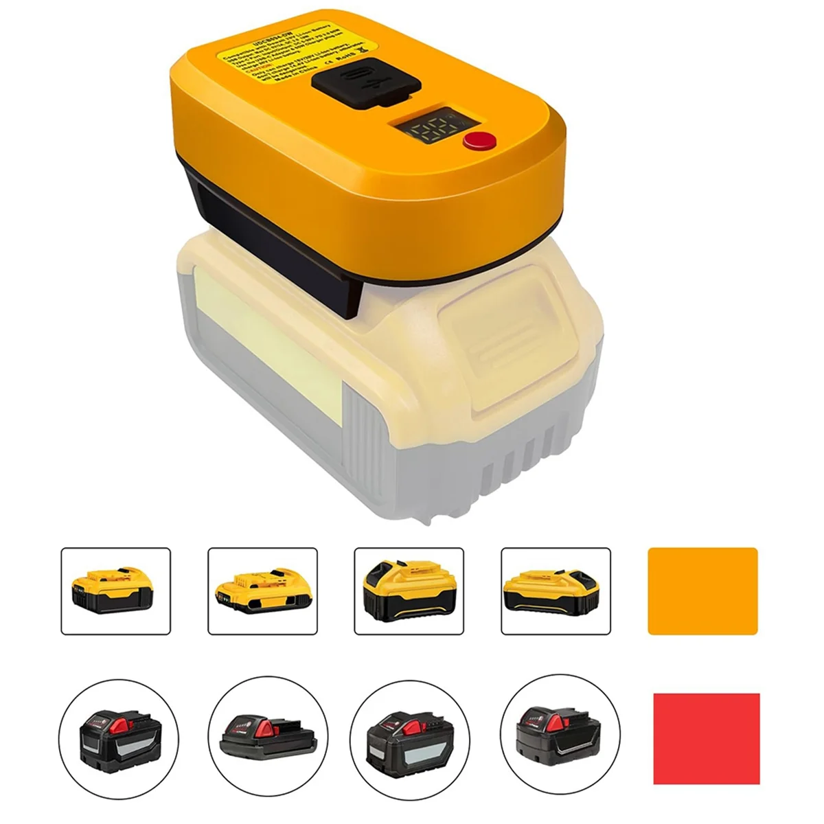 Caricabatterie USB C per batteria DeWalt 20V, 2 porte con caricabatterie rapido USB-C e USB-A,65W adattatore di alimentazione PD 3.0 alimentatore USB