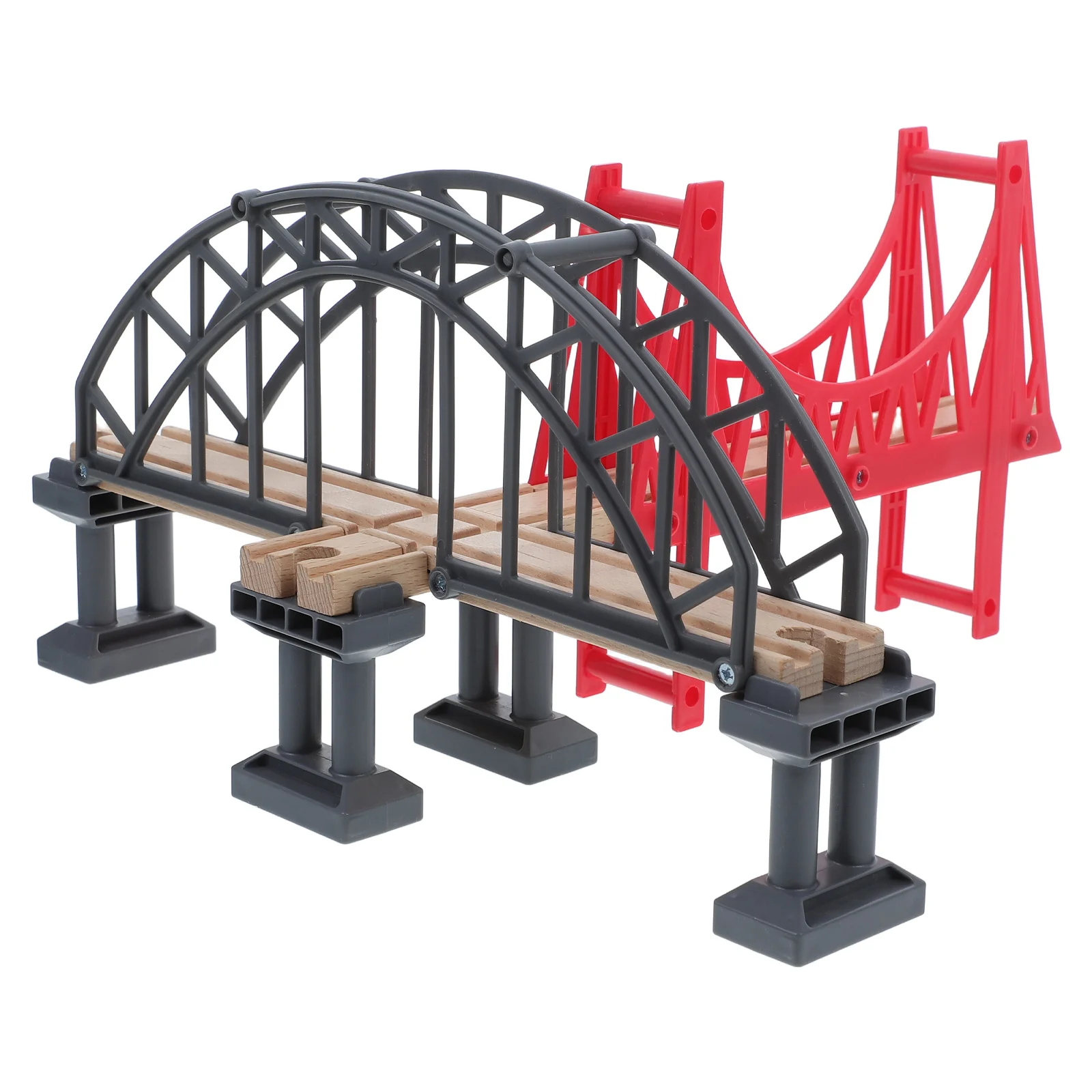 Train Track Wooden Bridges and Tunnels Assembled Model Building Toy Child Trains