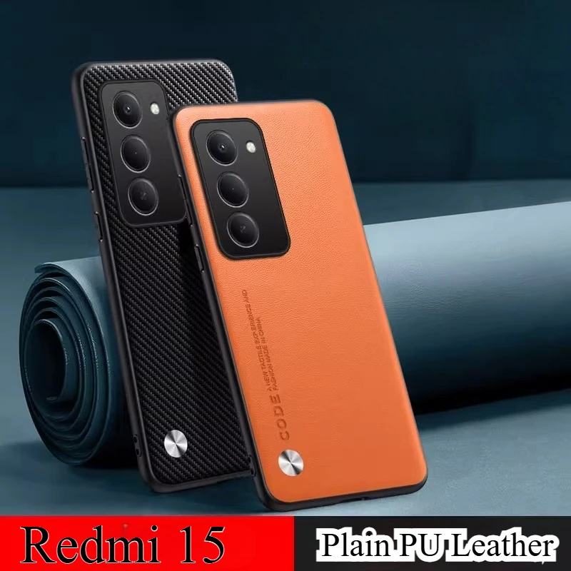 حافظة لهاتف Redmi 15 4G حافظة جلدية PU عادية لهاتف Xiaomi Redmi15 5G من السيليكون غير اللامع إطار ناعم غطاء حماية مقاوم للصدمات