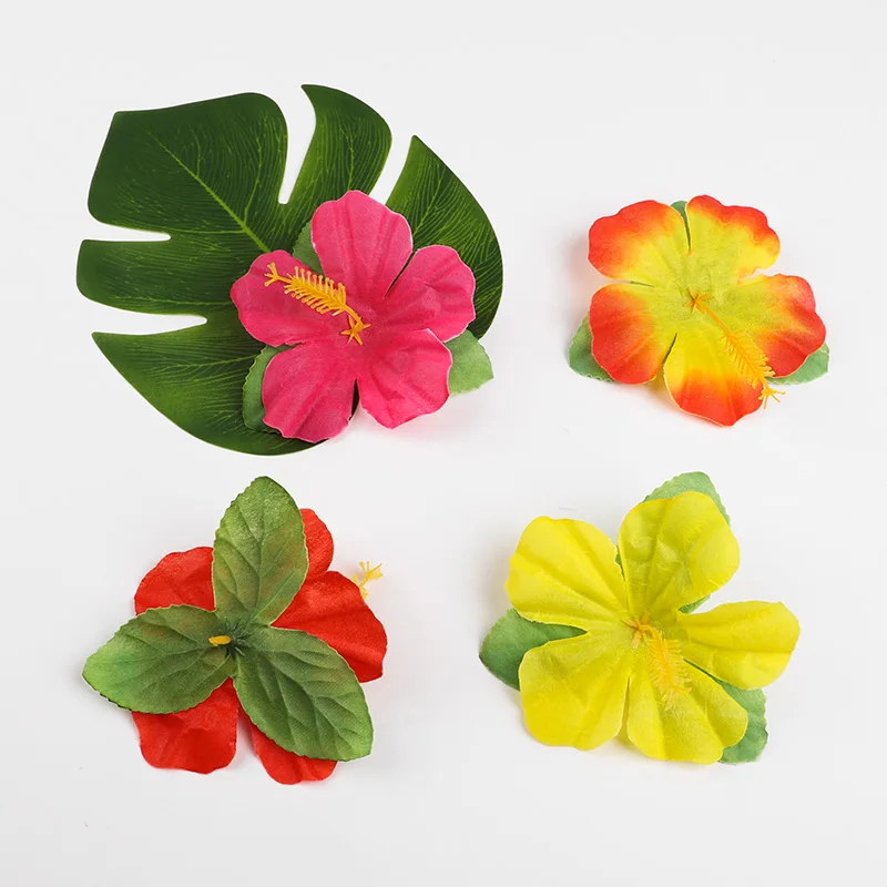 12-30 шт. Гавайская вечеринка Луау Алоха, цветок гибискуса, пальмовые листья, морская волна, настольный декор для тропической вечеринки, пляжа, дня рождения