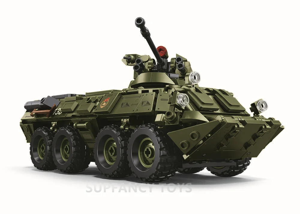 NEW Sluban 611PCS Military BTR-80AS IFV Armored Personnel Carrier Building Blocks Kit Model Bricks Educational Toys for Children