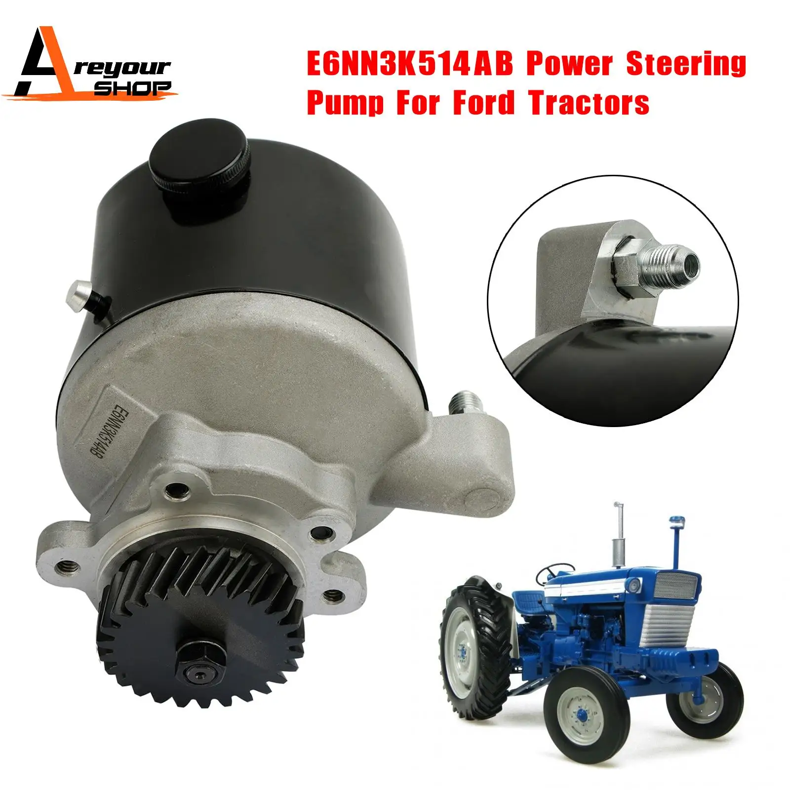 Areyourshop E6NN3K514AB Power Steering Pump for ford Tractors 5110 5610 6610 7610