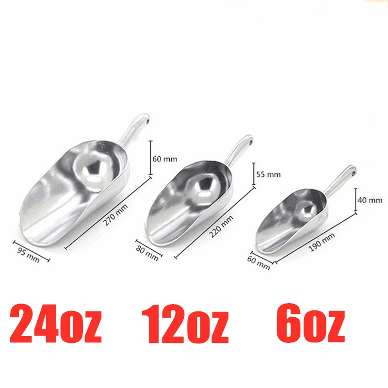 

6oz/12oz/24oz Aluminum Ice Scoop Kitchen Food Candy Scoop Food Flour Candy Scoop For Bar Commercial Kitchen Tool Barwares