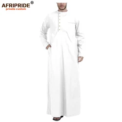 AFRIPRIDE-Vêtements musulmans pour hommes, Thobe Jubba à manches longues et col rond, grande taille, vêtements islamiques, A2014001