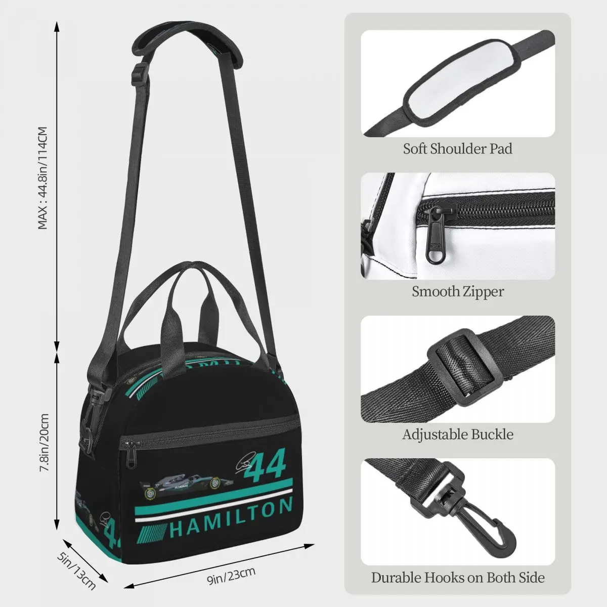 Lewis Hamilton Lunch Bags Insulated Bento Box Leakproof Lunch Tote Picnic Bags Cooler Bag for Woman School