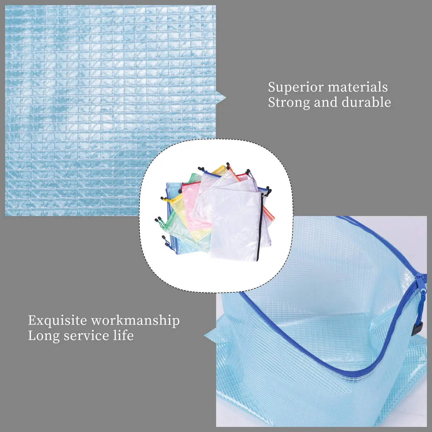 

Superior-16Pcs Mesh Zipper Pouch Document Bag,Waterproof Zip File Folders,A4 Size, For School Office Supplies,Travel Storage Bag