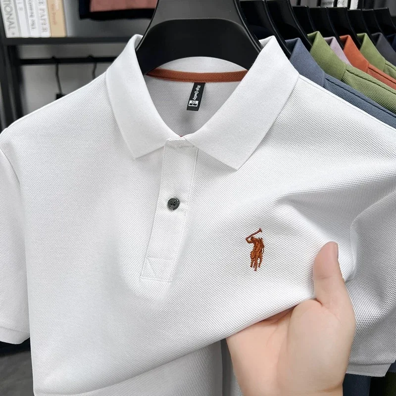 

100% cotton luxury men's short sleeve polo shirt high-end brand fashion pony embroidery new comfort summer trend Paul T-shirt
