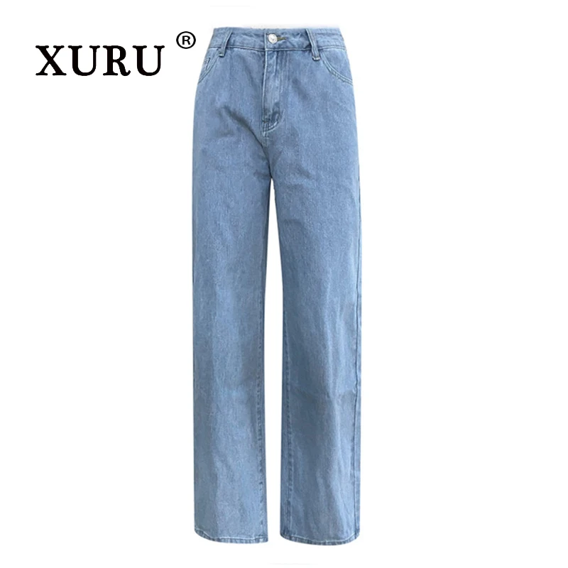 XURU - New Women's Retro Loose Jeans, Y2k Clothing Hip Lifting Blue Black Long Jeans, Men's Pants