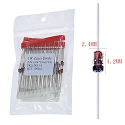 Diode Zener, 1W, 3V 3.3V 3.6V 4.7V 5.1V 5.6V 6.2V 6.8V 7.5V 8.2V 10V 12V 13V 15V 16V 18V 20V 22V 24V 30V 33V 39V série DO-35