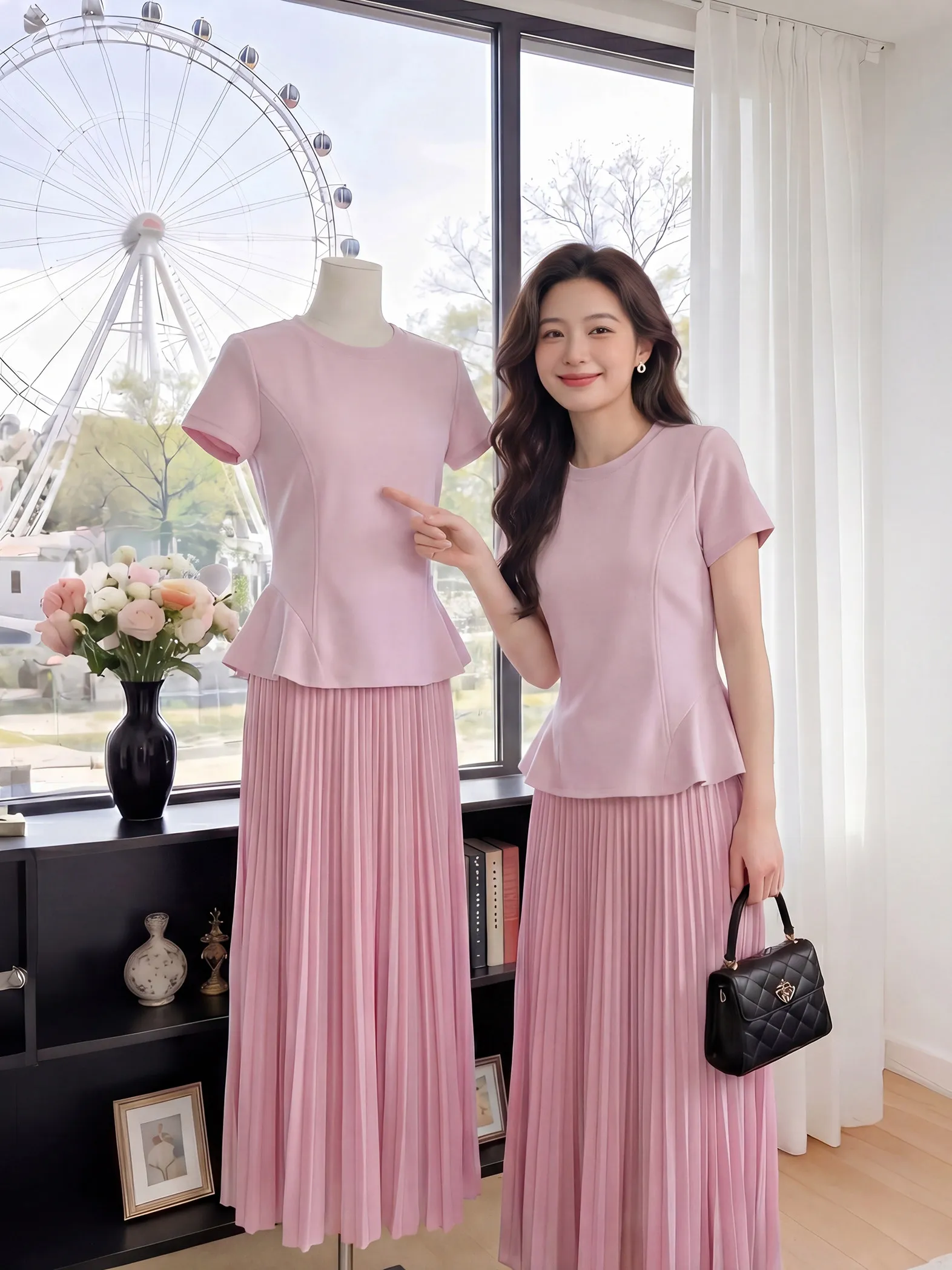 

Women's Slim Fit Short Sleeve T-Shirt round Neck High Waist Design Breathable Lightweight Summer Fashion Korean Style Top
