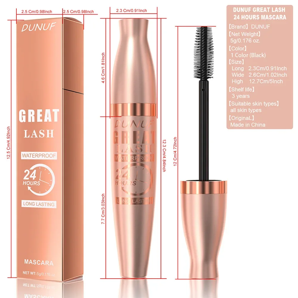 DUNUF Mascara longue durée 24h imperméable volumateur allongeant Curling séchage rapide cils outil de maquillage