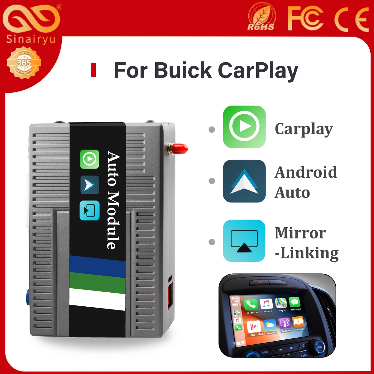 Wireless CarPlay for Buick ENVISION HMI 2.0 2014-2019 Regal LaCrosse Verano Android Auto Mirror Link AirPlay support Camera