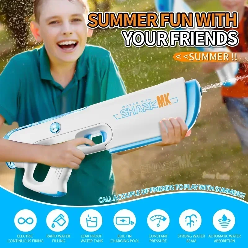 Pistola de agua eléctrica de pulso de alta presión, juguete para niños de gran capacidad, absorción automática de agua, juguetes de lucha contra el agua al aire libre de verano