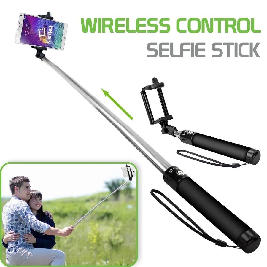 Telescoping Wireless Selfie Stick Compatible with Apple iPhone, Samsung Galaxy, Google Pixel