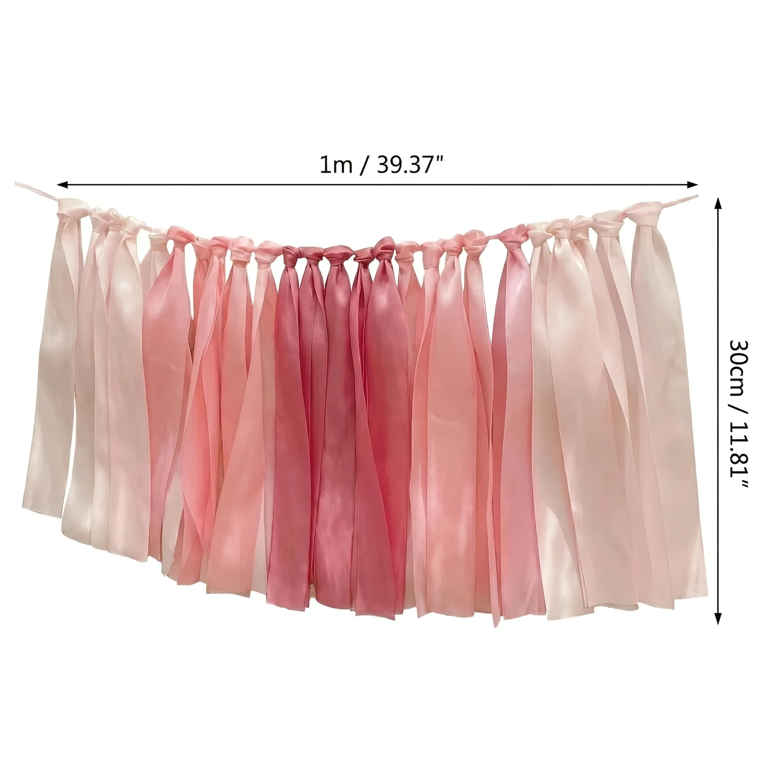 1 Pack Soft Satin Ribbon Garland, Hand Tied Decor for Birthday Bridal Shower Bachelorette Festival, Princess Room Decor view 2