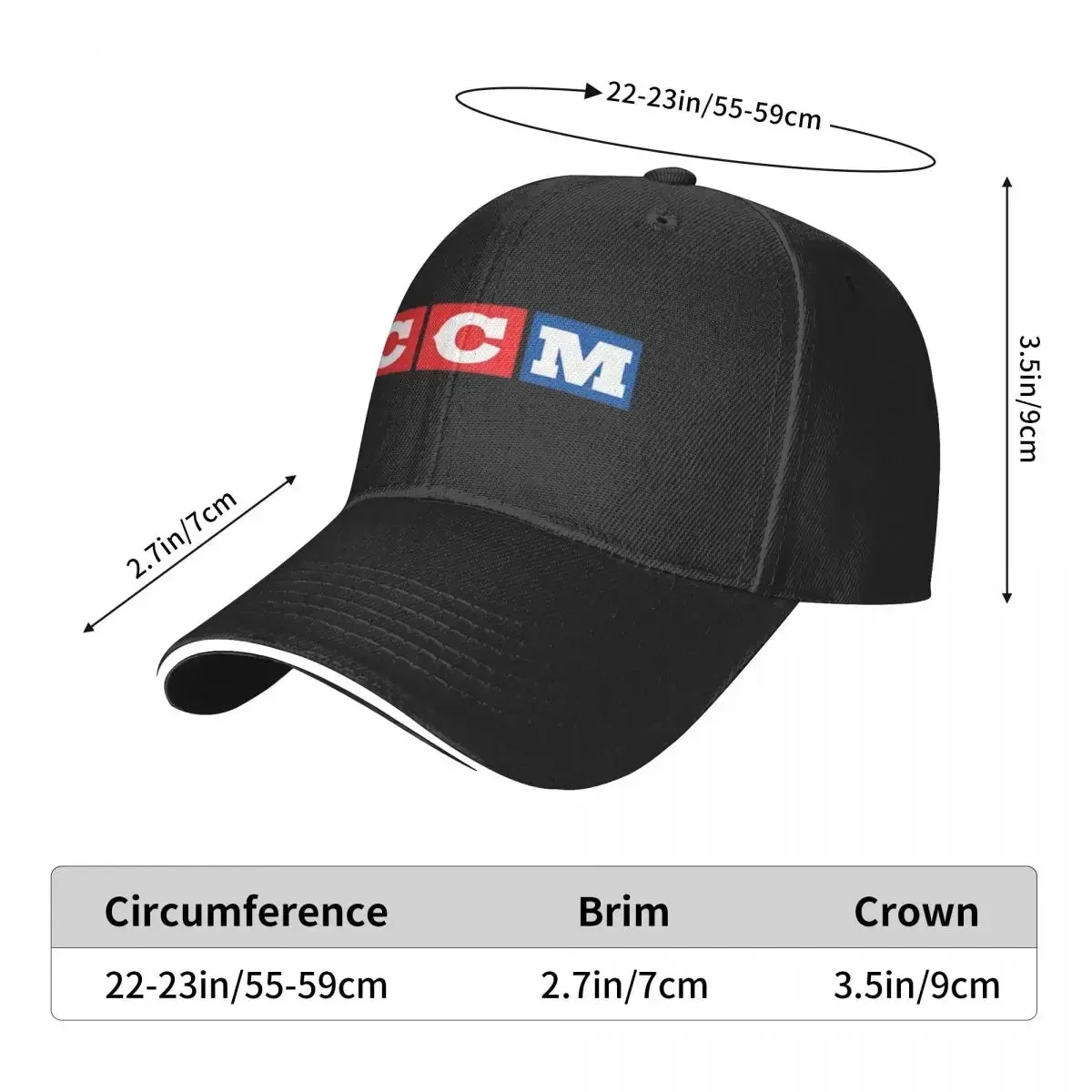 Unisex Baseball Hats CCM Retro Ice Hockey Logo 2 Outdoor Summer Sports Baseball Caps Hip Hop Cap Polychromatic Hats Customizable