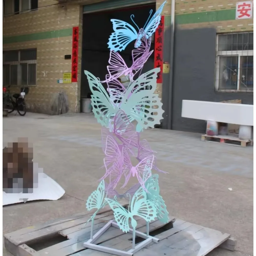 Butterfly Metal Sculpture Hollow Indoor/Outdoor Decoration Floor-to-ceiling decoration with die-cut printing