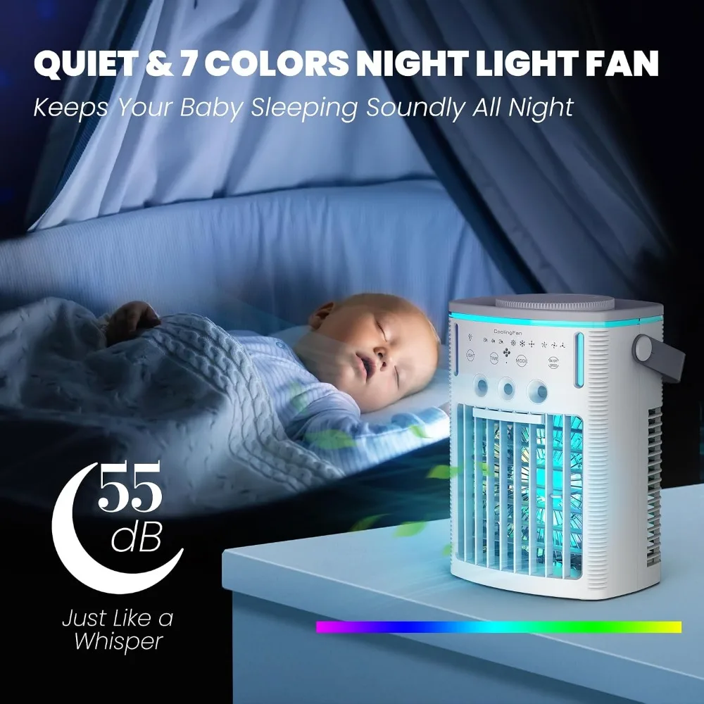 Portable Evaporative Air Cooler Ice Plate Or Water Tank Misting Cooling Fan Personal AC for Home Kitchen Bedroom Office view 4