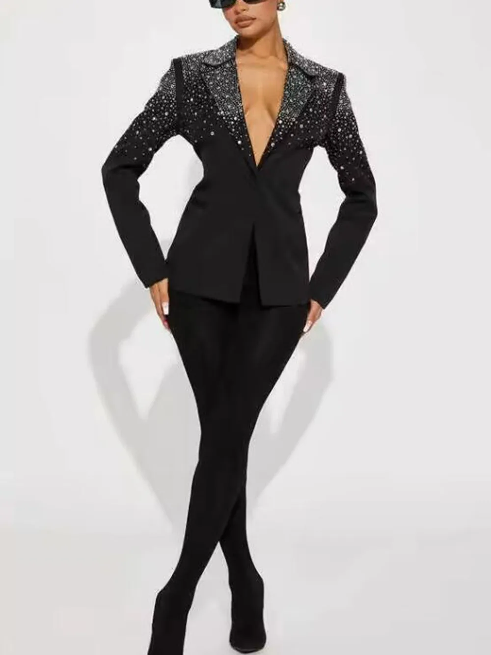 Sparkly Crystals Beads Women Pants Suit 2 Pieces Bride's Mother Dresses Customized Single Breasted Blazers Ladies Business Coat