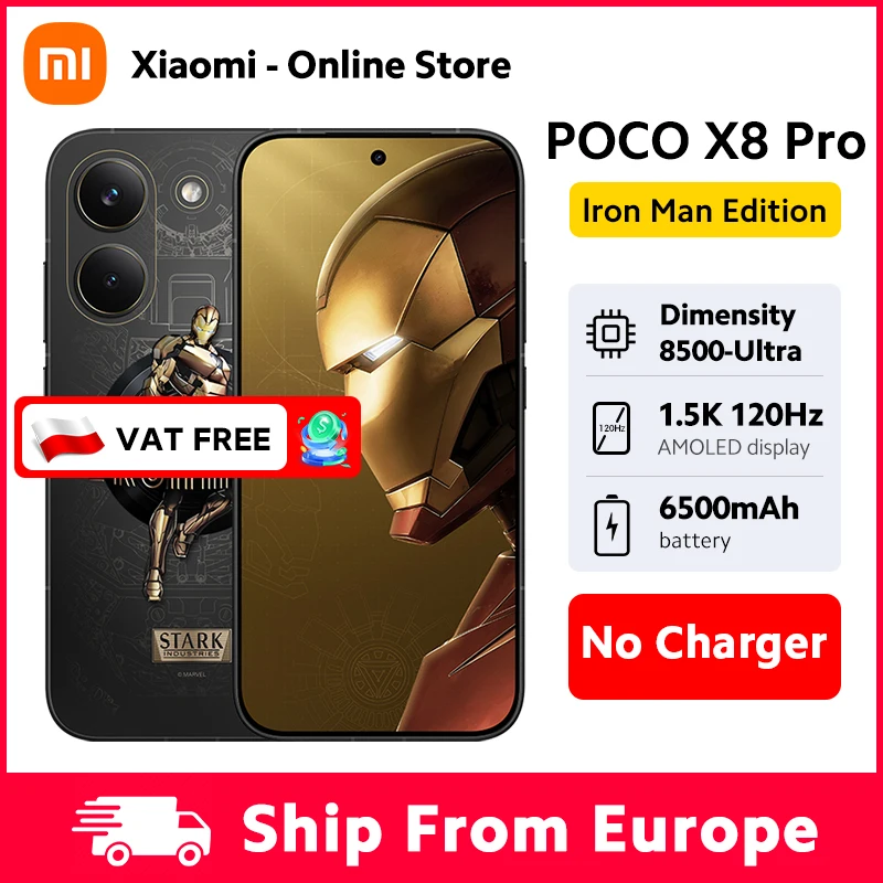 Smartphone POCO X8 Pro 5G édition Iron Man, version internationale, processeur Dimensity 8500-Ultra, batterie 6500 mAh, écran AMOLED 6,59 pouces 1,5K, appareil photo 50 MP, NFC