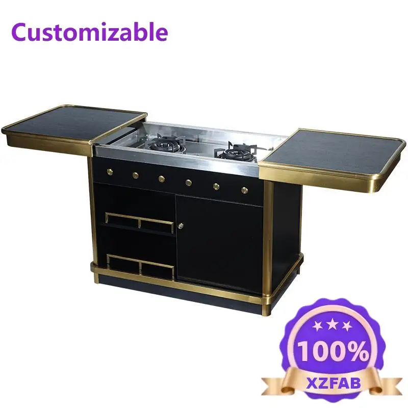 Factory Direct 2026 Hotel high single head cooking cart mobile abalone mobile cooking floor delivery truck double head luxury co