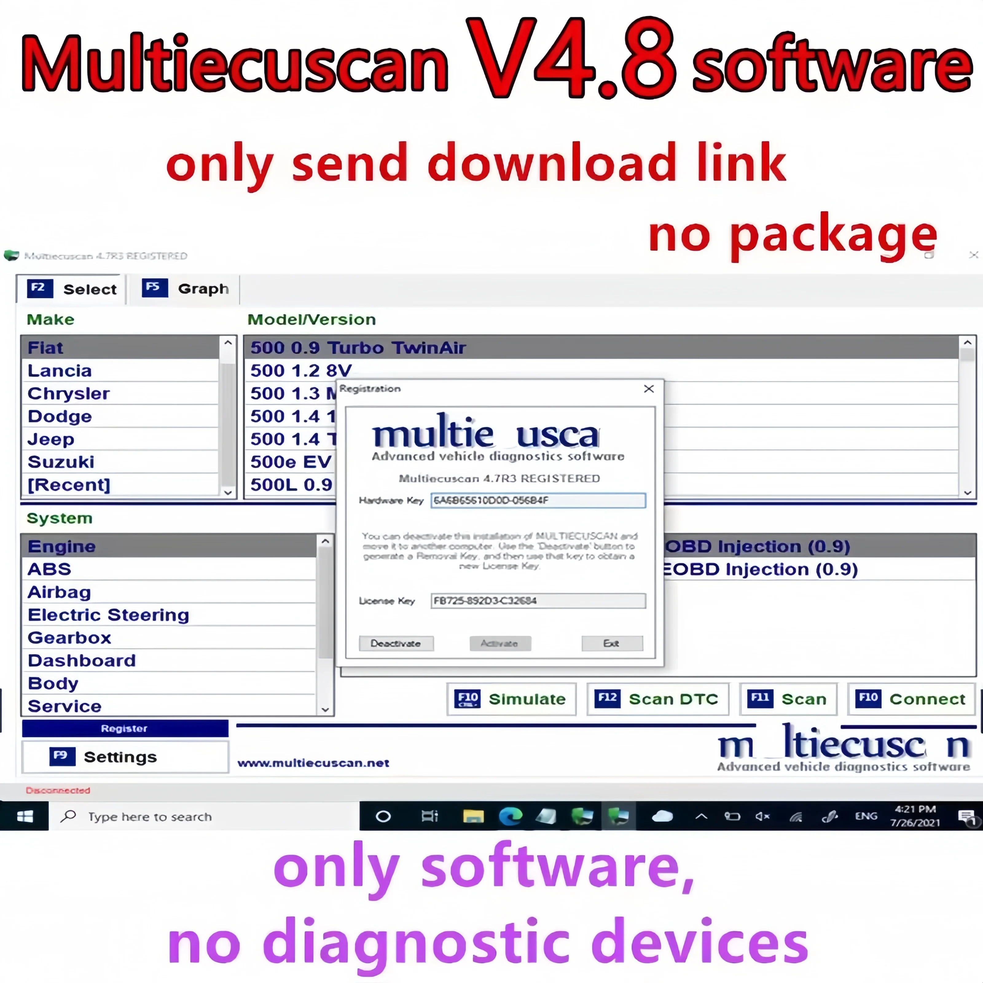 New multiecuscan fiat original software 2023 Multiecuscan V5.0 For Fiat/Chrysler/Dodge/Jeep/Suzuki Scanner Software V4.8 Work