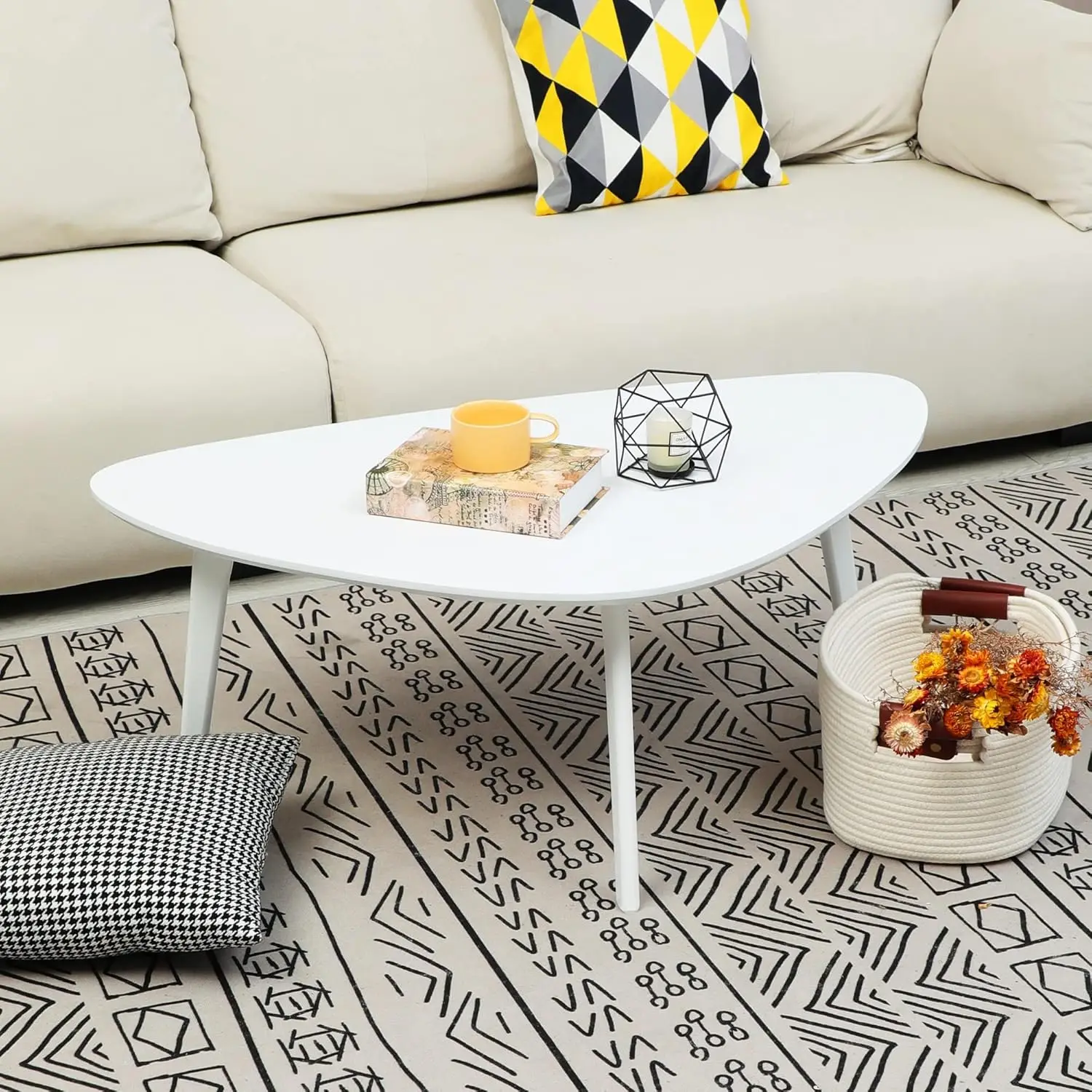 

Small Oval Coffee Table Wood Mid Century Modern Coffee Tables Minimalist Farmhouse Style Chic for Living Room,Natural Wooden