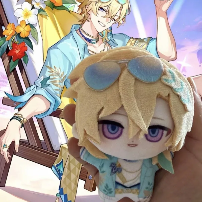 Honkai Star Rail Aventurine Summer Outfit 10cm Plush Doll Keychain Game Character Stuffed Pendant Collectible Gift for Anime Fan