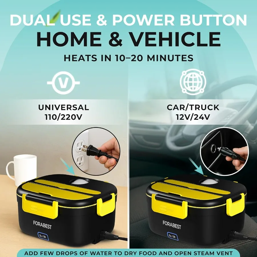 صندوق غداء ساخن 80 واط صندوق غداء كهربي للبالغين المحمولة جهاز تسخين الطعام مع 1.5L حاوية من الفولاذ المقاوم للصدأ أواني حقيبة حمل #3