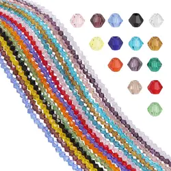 15 Colors Total 1800Pcs 3MM Bicone Crystal Glass Beads with Elastic Strings for DIY Jewelry Making Necklace Earrings Rings