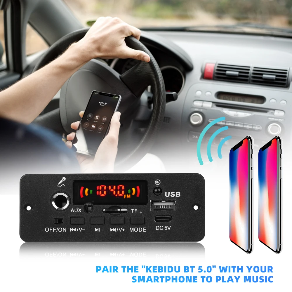 DC 5V Bluetooth 5.0 MP3 Decoder Board 50W 10W Amplifier MP3 Player Support Call Recording 3.5mm USB TF FM for Module Car Speaker