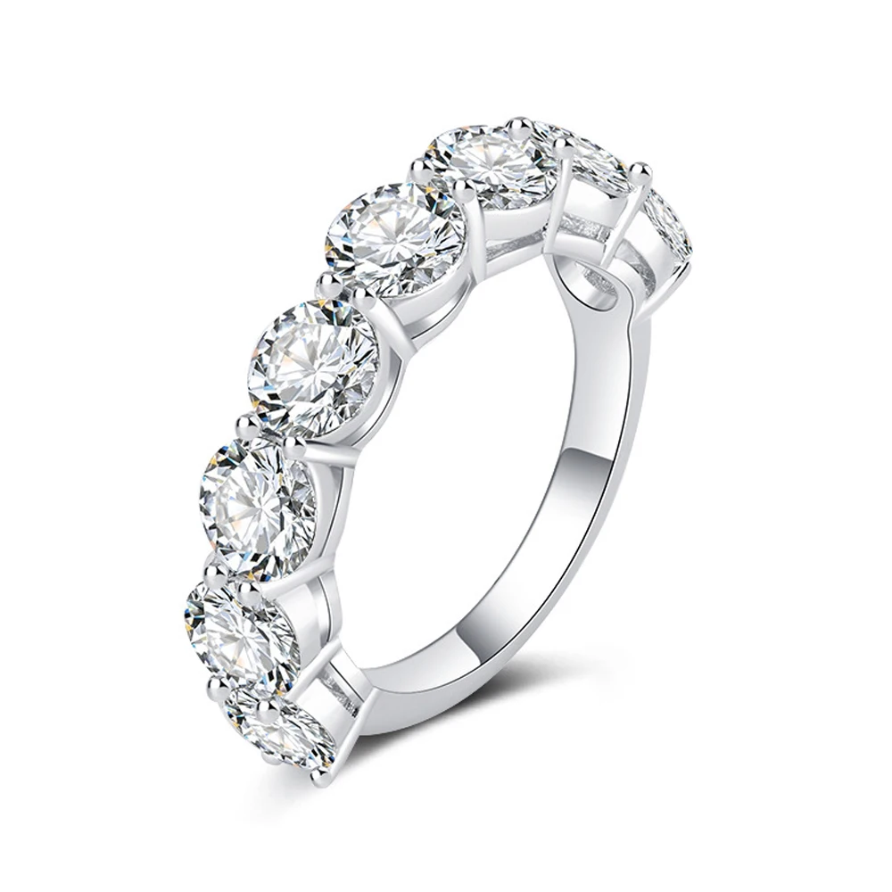 2.5ct/3ct/4ct Moissanite Wedding Rings for Women D VVS1 Brilliant Round Cut Lab Created Diamond s925 Silver Half Eternity Band
