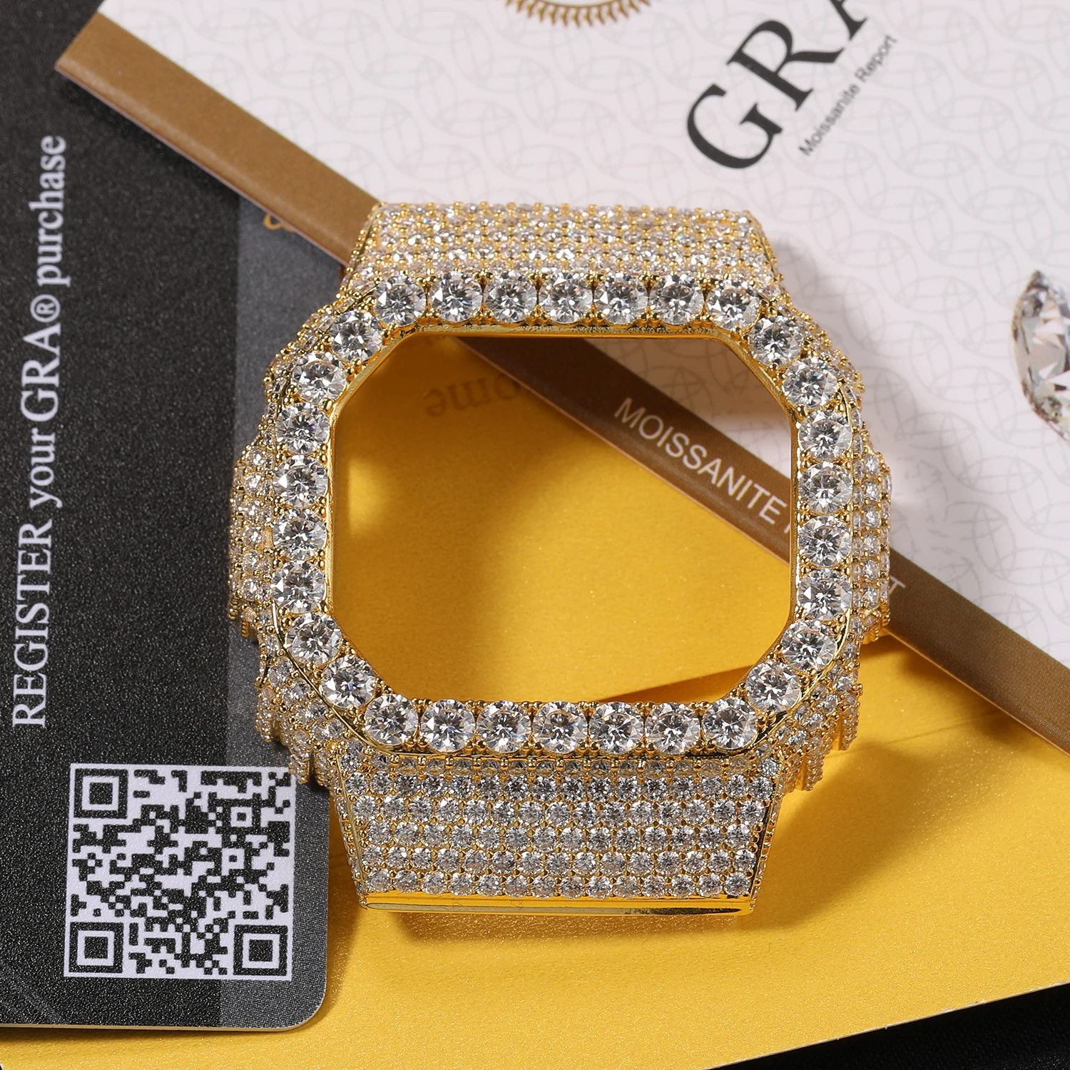 TBTK GRA Certified Moissanite Iced Out Big Round Moissanite Watch Case For DW6900 Hiphop Watch Case Replacement Parts view 6