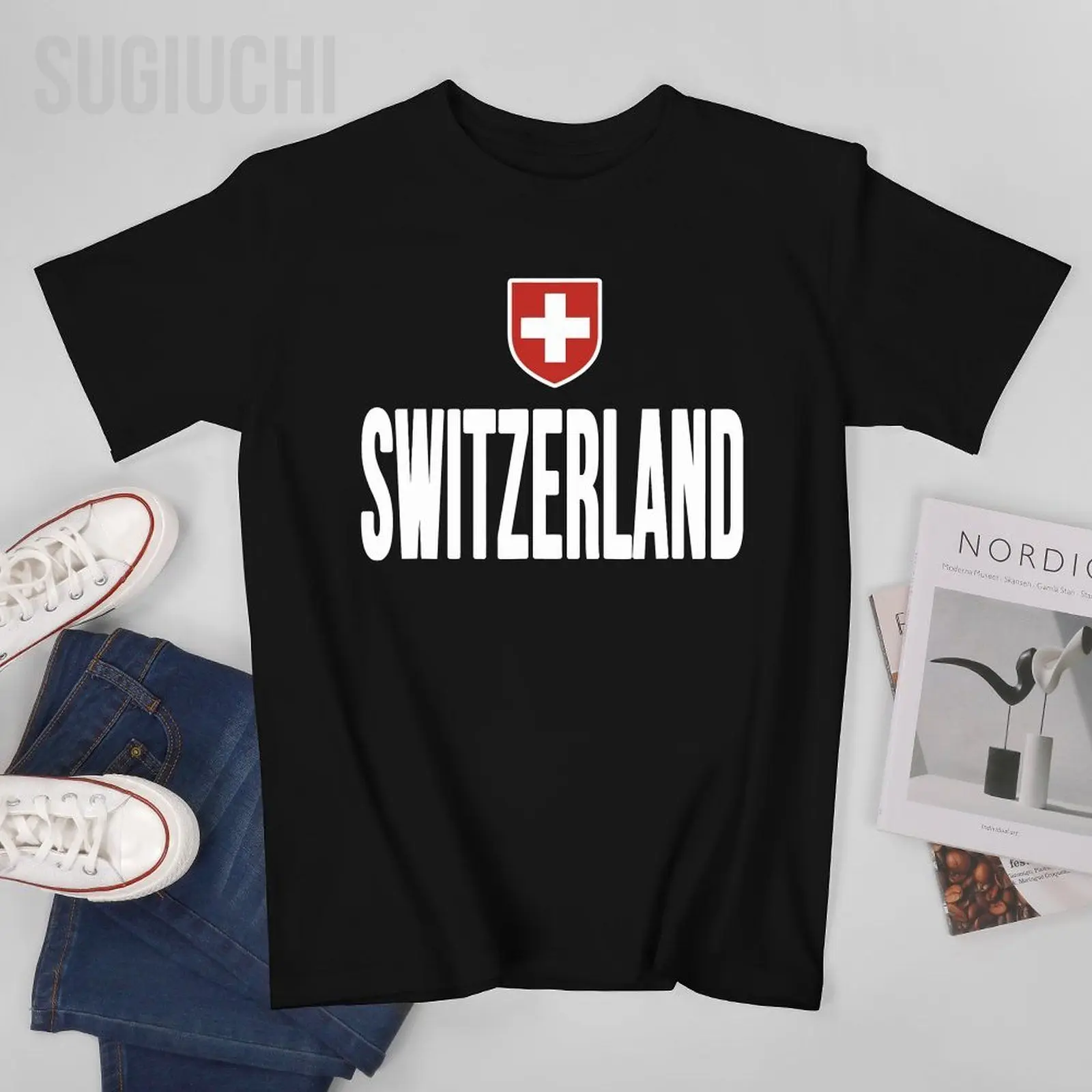 Unisex Men Swiss Flag Switzerland Souvenir Schweiz Gift Suisse Svizzera Tshirt Tees T Shirts Women Boys 100% Cotton T-Shirt