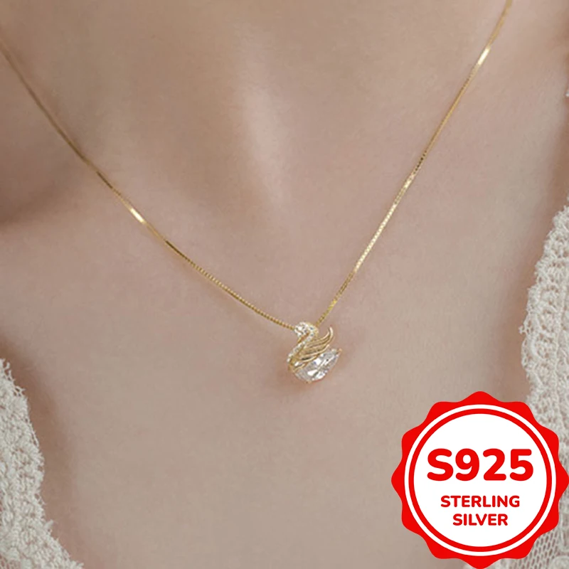 

Ожерелье из стерлингового серебра 925 пробы, универсальный маленький лебедь, светлый роскошный нишевый дизайн, элитные украшения для подруги