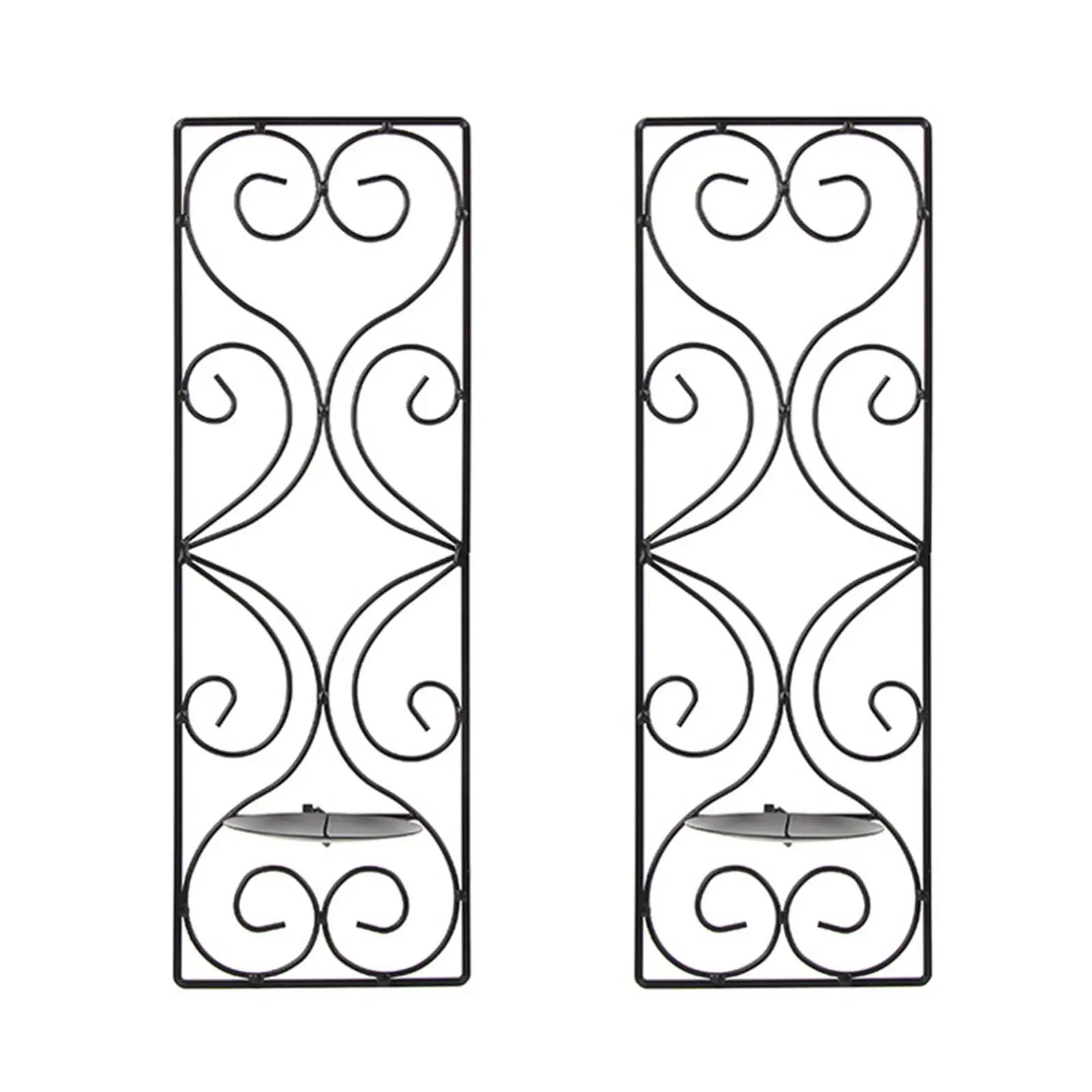Wall Candle Holder Set of 2 Wrought Iron Sconce Modern Farmhouse Decor Black Metal Art for Living Room Bedroom