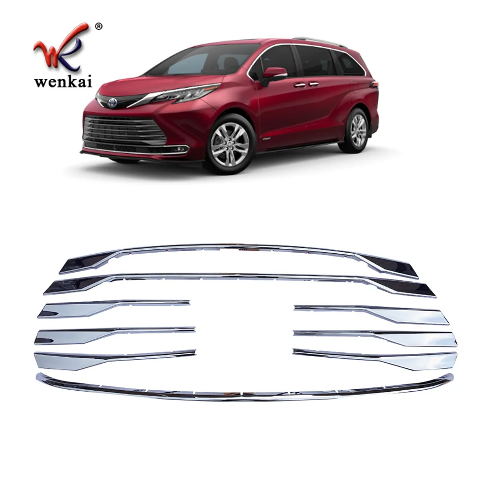 Accessories Car Black Door Edge Rear View Mirror Front Bumper Grille Tail Gate Trunk Trim Strip For Toyota Sienna/Granvia 2021 +