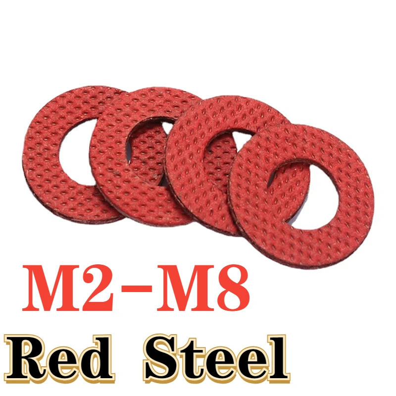 100/200/300 Pieces Of Red Steel Paper Fiber Insulated Flat Washer M2.5 M3.5 M4 M5 M6 M8 Insulated Flat Washer Ring Meso Gasket