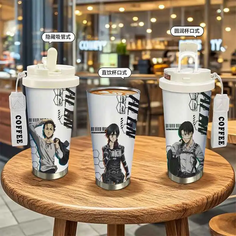 كوب قهوة على تيتان إرين جايجر إروين سميث تحت عنوان المسلسل التلفزيوني للمنزل والمكتب من الفولاذ المقاوم للصدأ كوب قهوة شاي بعد الظهر #2