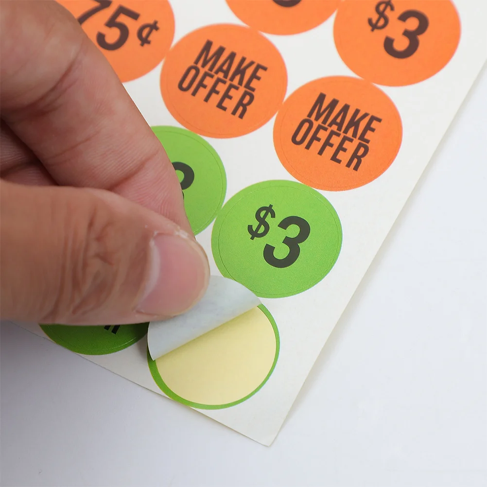 

20 Sheets Paper Price Tags Colorful Round Pre-Printed Number Labels For Sale Pricing Stickers Market Commodity Signs Retail