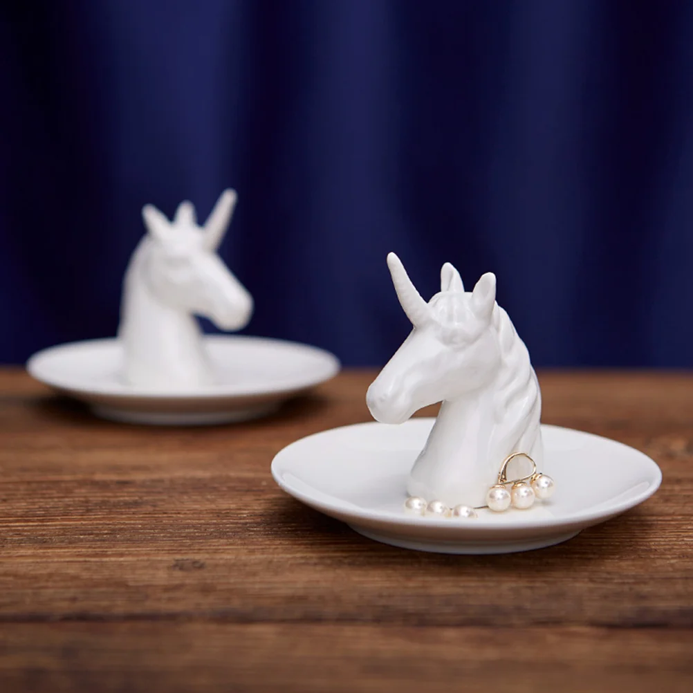 

Керамический поднос для ювелирных изделий с единорогом, элегантная декоративная тарелка в скандинавском стиле для колец, браслетов, серег, ожерелья, органайзера