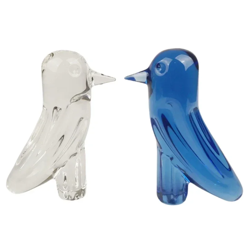 Glass Bird Animal Figurines Vibrantly Ornaments Statues Pink Blue White Bird Figurine Sculpture Art Craft Desktop Decor