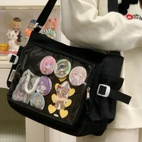 Women Ita Bag Japanese Style Shoulder Purse with Clear Window Cartoon Book Bag Multi-pockets Adjustable Strap Trendy Outdoor Bag - Image 2