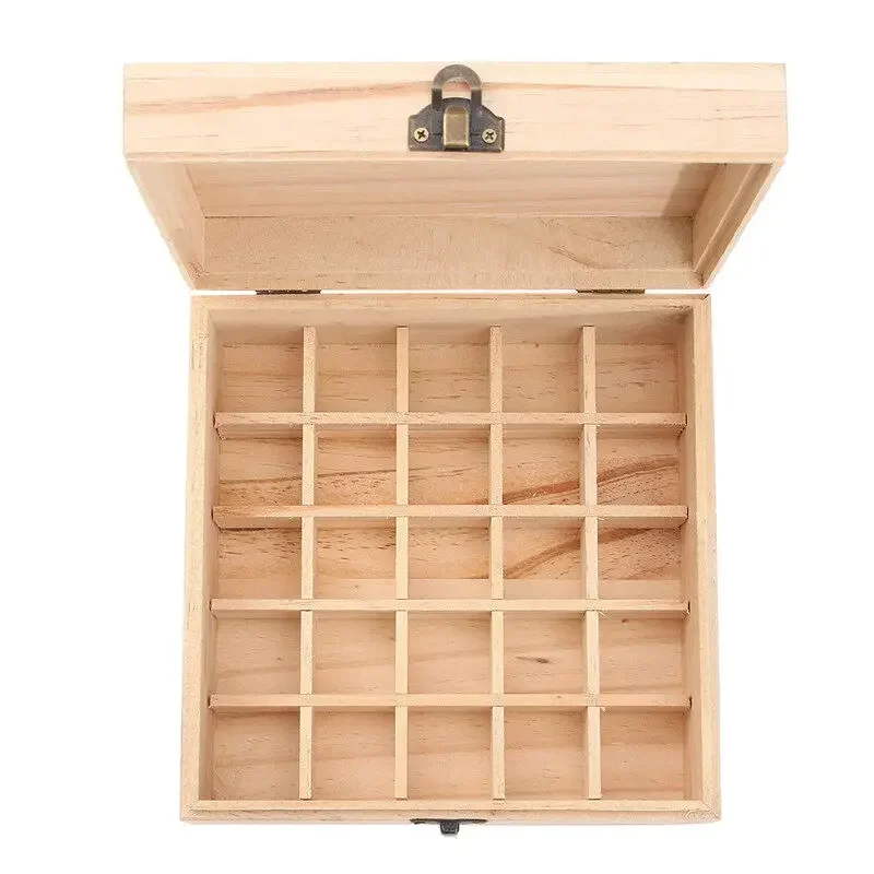 

25 Slots Wooden Essential Oil Bottles Aromatherapy Container Carry Organizer Storage Box