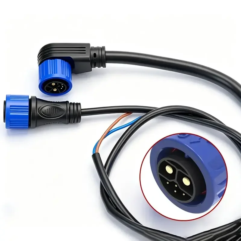 M23 2+4 Welded Waterproof Plug 6Pin Self-locking New Energy Lithium Battery Charger M25 High Current Female Socket Male Plug