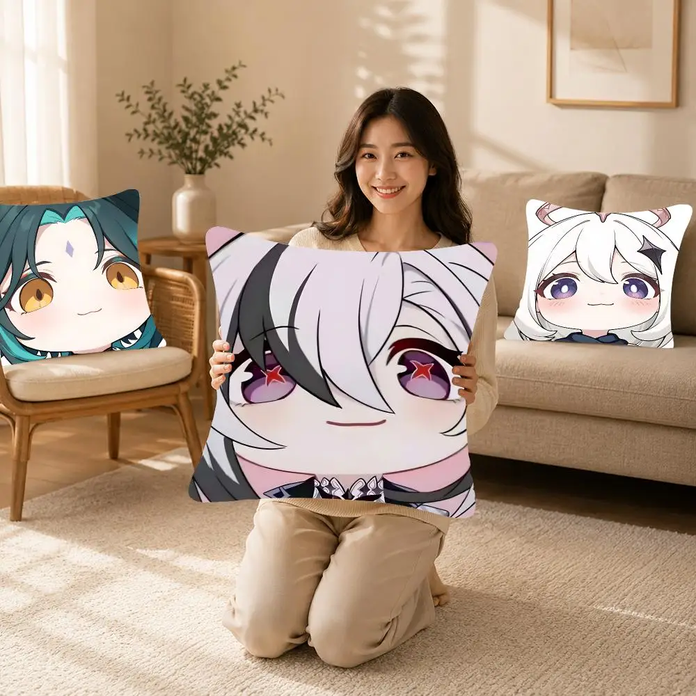 Art Game Genshin Cute Cushion Cover Bedroom bed reading backrest cushion Festive plush holiday Soft plush throw